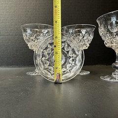TUDOR Crystal Raleigh Champagne/Tall Sherbet Set of 4 Cut Dots & Lines, Star Cut