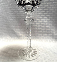 KLOKOTSCHNIK WINE GLASS «PARIS» AMETHYST PURPLE CUT TO CLEAR CRYSTAL BOHEMIAN