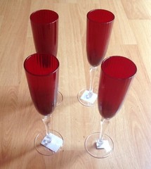 Artland Ruby Red Tall Flute Champagne Glasses, Set of Six, 7 oz. Size