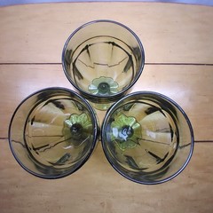 3 Vintage Libbey Green Gibraltar DURATUFF USA 16 oz Goblets Water Glasses