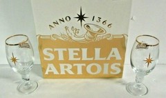 Set of 2 Stella Artois Chalice 2016 Limited Edition Holiday Beer Gold Glasses