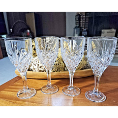 Vtg Godinger Shannon Crystal DUBLIN Wine/All-Purpose Goblet 8″x3 1/4″ Set 4