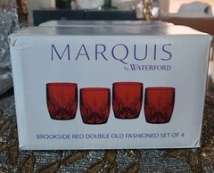 Marquis by Waterford BROOKSIDE Red Set of 3 Double Old Fashioned Glasses