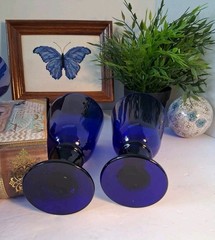 Vintage Libbey Cobalt Blue Ice Tea Flare Glasses