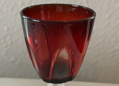 Set of 6 Vintage CRISTAL D’ ARQUES Ruby Red w/Clear Cordial Shot Glasses 3.25″T
