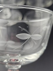 Likely Libbey Rock Sharpe Stem 3002 with Leaf/Vine Gray-cut Etch Glass