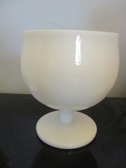 Set 8 Block Portugal Glass 4-1/2″ Water Goblets Capers Pattern Opaque White