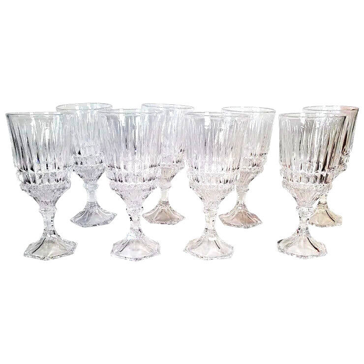 Vintage Discontinued Fostoria Stemware Set of 8 Water Glasses Heritage Pattern