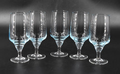 VTG Sasaki Crystal HARMONY Azure Blue Set of 5 Juice Glasses Goblets 5.25″ Japan