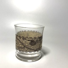 Vintage Libbey Countryside Farm Animals Scene Drink Clear Glass Brown Transfer
