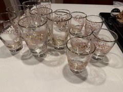 Libbey Duchess Pink Gold Drinking Glass Set (7)X5″ X 3″D (6)X3.5″ X 2.5″ JUICE