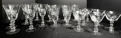 Fostoria Rose-Crystal Goblets-Deep Cut Grey Rose-6 Iced Tea, 6 Water, 6 Sherbet