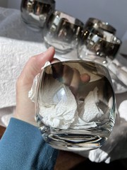 6 Vintage Mid Century Roly Poly Glasses Mirror Smoke Fade Thorpe Style Barware