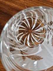 VINTAGE Frosted Glass DeValBor Pitcher 6 Glasses Golden Wheat Spikelets Preowned