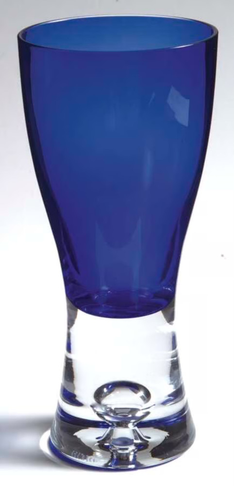 BLOCK “STOCKHOLM” Wine Glass 6.25”H Cobalt Blue w/Air Bubble Base NEW/MINT