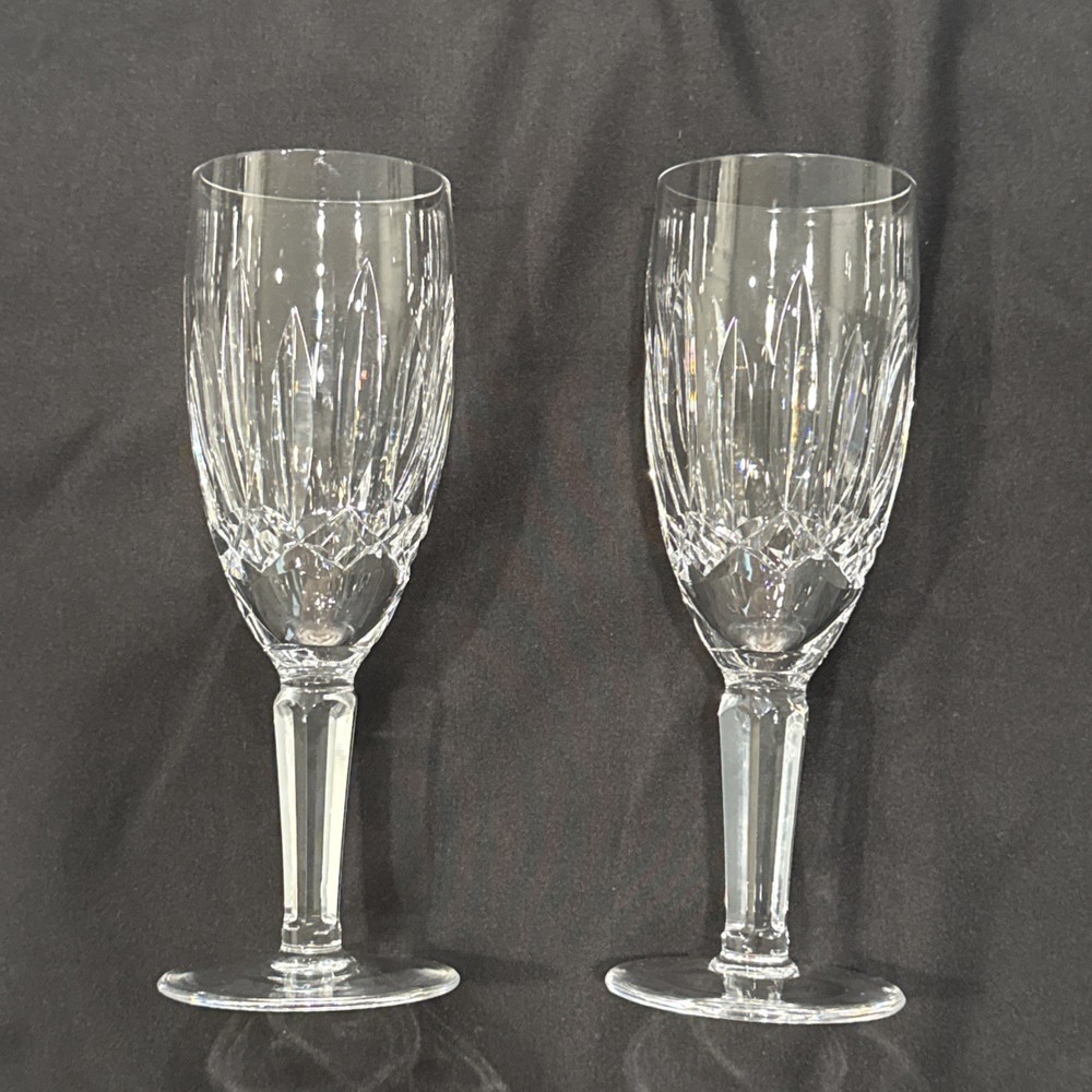 Two Waterford Pair of KILDARE Flute Champagne 7 3/8″ Good Preowned Condition