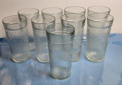 Kerr Glass tumblers with a textured bark design, set of 9