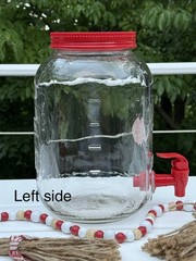 4 Vintage 1960s Red Textured Apple Glass 6” Tumblers + Aladdin Tea Jar Dispenser
