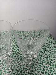 Vintage Set Of 4 Victoria Cut Knob Stem Wine Glasses 6.7/8″