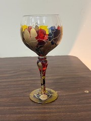 Euroglass Curtea Sticlarului Stained Wine Glass Multicolor w/Gold Romania 8 1/2″