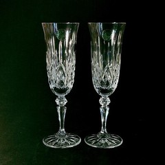 GALWAY LONGFORD CHAMPAGNE FLUTES, Cut Lead Crystal, 8 1/8″, 8 Oz, IRELAND, 2PCS