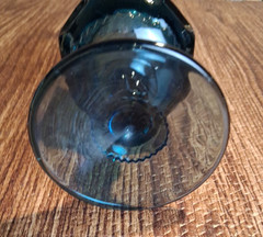 Indiana Glass Kings Crown Thumbprint Smokey Blue Small Goblets Set of 4 Vtg