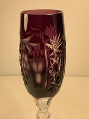 Vintage Hungarian Purple Cut to Clear «Marsala» Stemware Champagne Flute 9 in.