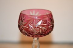 VINTAGE Lot of 3 Bohemian Cut to Clear Crystal Wine Cordial Goblets Glasses