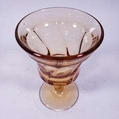 Vintage FOSTORIA Jamestown Amber Swirl Pedestal Wine Juice GLASS GOBLET SET x 3