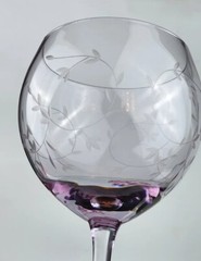 LENOX Heather Pink, Balloon Wine Glass, Blown Glass, Clear Stem, 8-7/8 Tall