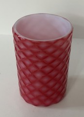 Victorian Phoenix Cranberry Diamond Quilted Cut Velvet Art Glass Tumbler