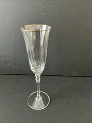 Mikasa Sonata Gold Crystal Champagne Flute Glass 8 3/4” Optic Bowl Discontinued