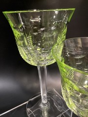 2 Waterford Simply Lime Cut to Clear Crystal Water Goblets Excellent 8 1/4″ EUC