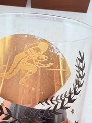 3 Vintage Cera Glass Barware glasses black w/ gold 1959 Sports Winners