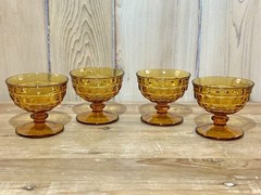Vintage American Whitehall By Colony Cubist Amber Sherbet Dessert Cup – Set Of 4