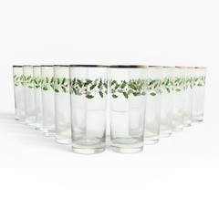 Lenox “Holiday” Set of 12 Tumbler Highball Glasses 6 1/4” 16oz Christmas Holly