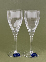 Set of 2 Mikasa Panache Clear Square Bowl Crystal Wine Glasses 8 1/4» NWT 9oz