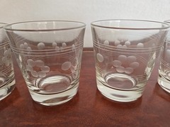 Vintage Tumblers Etched Circles And Bands – MCM- Art Deco – Set Of 4