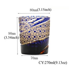 Japanese Edo Kiriko Crystal Whiskey Glasses Hand Cut To Blue 9oz Gift Packing