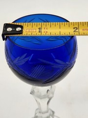 Bohemian Cut Glass Hock Cordial Glass 5″ – Cobalt Blue & Clear-Set of 2