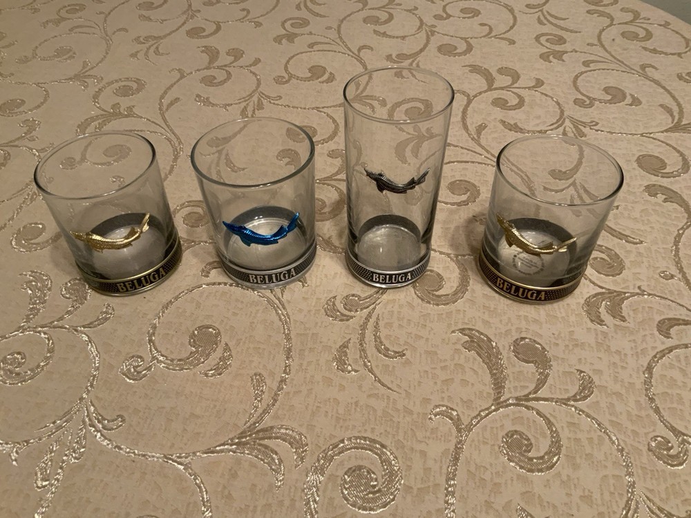 Beluga Decorative Animal Theme Whiskey Glass Set Four-Piece Glossy Finish