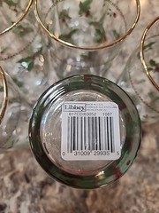 Vintage Set of 7 Libbey Christmas Holiday Holly Berry Tumbler Glasses Gold Rim