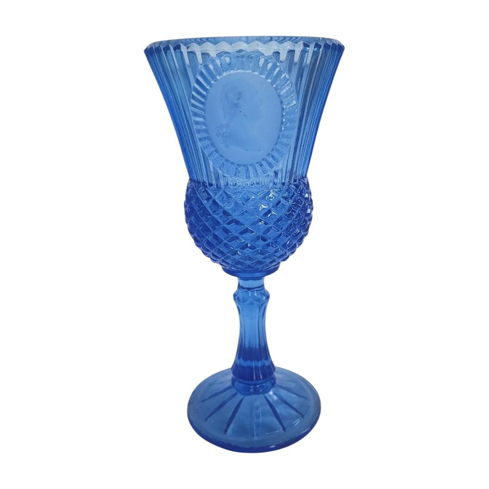George Washington Fostoria Avon Bicentennial Wine Goblet Cobalt Blue