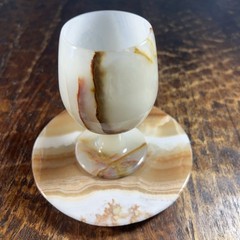 Handcrafted Marble Goblet and Saucer – Elegant Decorative Accent