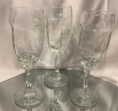VTG Libbey Chivalry Clear Water Wine 6.75” Goblets Textured Glass – Set of 3