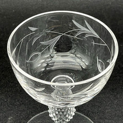Vtg Imperial Ohio Crystal Cut Meander Berries Leaves Champagne Glasses Set of 2