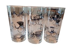Set Of 3 Libbey ‘Old Coach’ Tumbler With 22k Gold Accents 8 Ball Glass