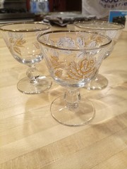 Vintage Libby Floral Rose Classic Etched Cocktail Stem Glasses Set of 3