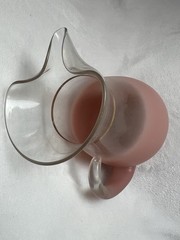 Vintage Blendo Glass Pitcher Ombré Frosted Retro Pink 10″ Tall