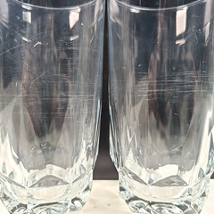 (5) Arcoroc Artic 12 Oz Beverage Set Vintage Wedge Cut Tumblers France Retro Lot